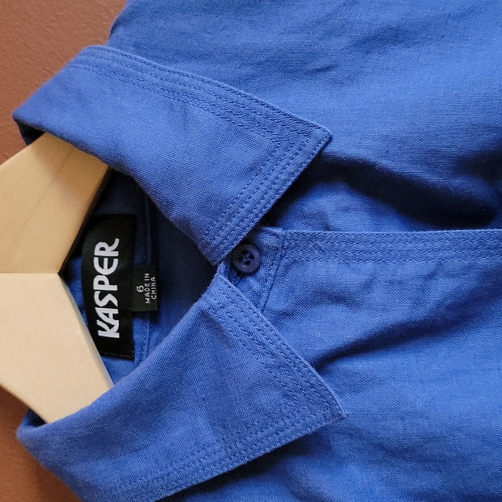 Kasper Linen/cotton button down shirt size 6 - Picture 7 of 9